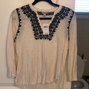 3/4 Sleeve lucky brand tan and black t shirt